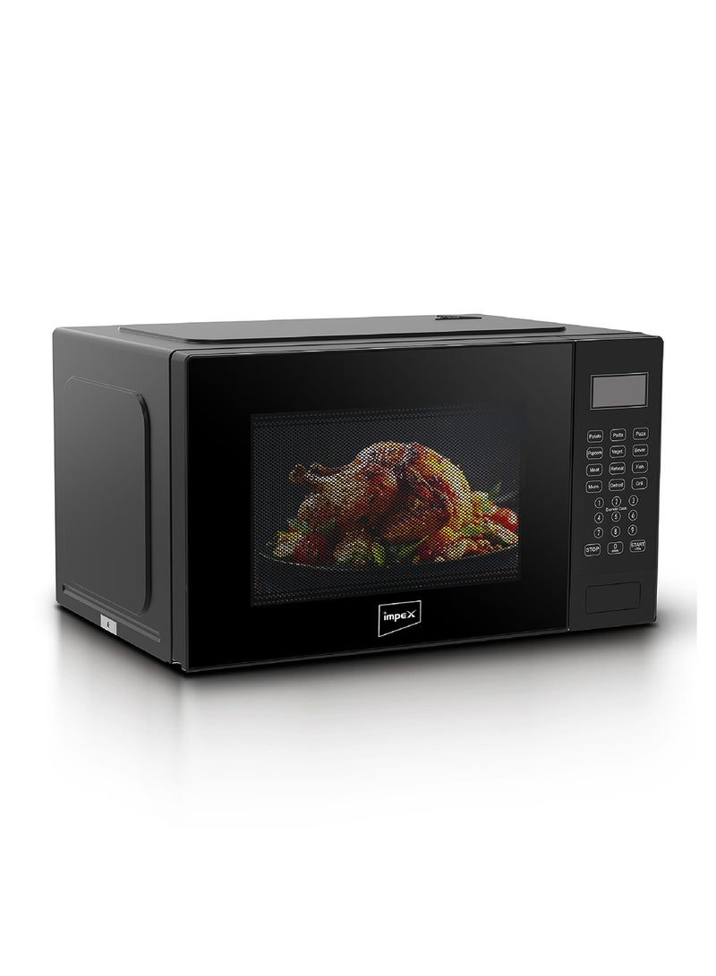 Impex 25L Digital Grill Microwave Oven With 850W Power, 9 Preset Menus, 1000W Grill Output, Child Safety Lock, 10 Power Levels, Defrost Settings, 285mm Glass Turntable, Timer, Push Button Door 25 L 850 W MO 8125DGB Black - Image 1