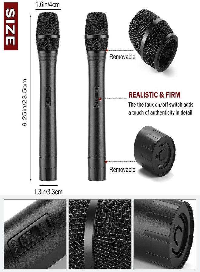 Facmogu 2PCS Fake Microphone Prop, Black Plastic Realistic Pretend Microphone Props for Kids, Fake Pretend Play Mic Toy Kids Mic Props for Karaoke Costume Christmas Cosplay Music Birthday Party Favors - Image 2