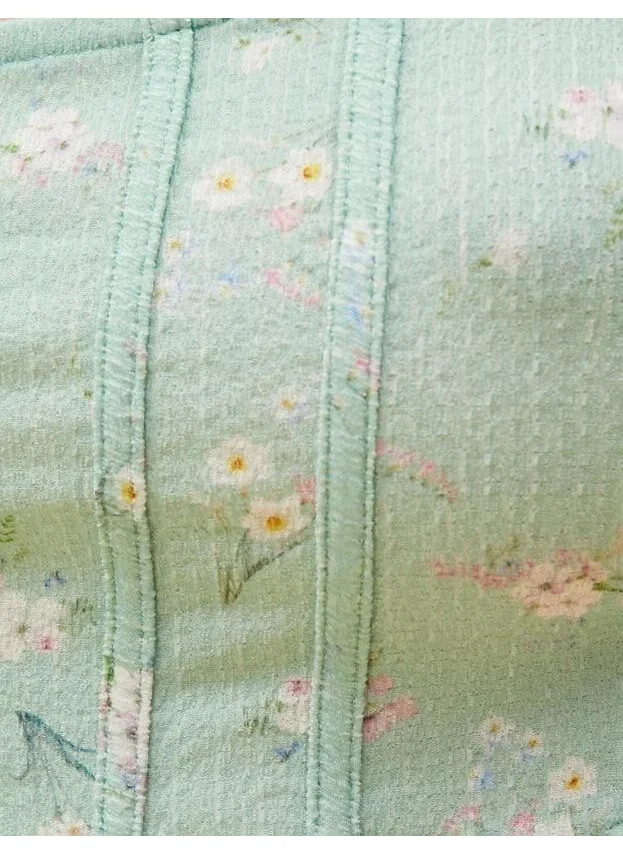 كوتون Cotton Corset Detailed Floral Crop Blouse