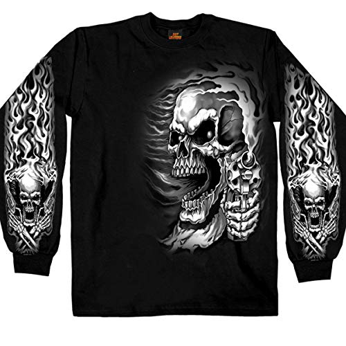Hot Leathers mens Motorcycle GMD2076 Men s Assassin Black Long Sleeve Shirt, Black, XX-Large US - Image 1