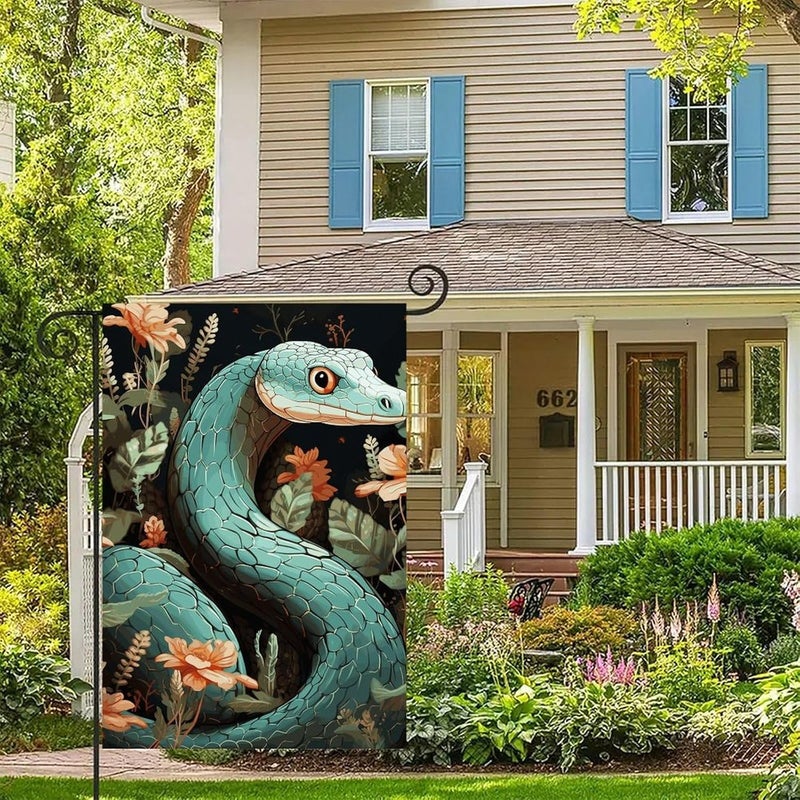 Snake And Flower Garden Flag Double Print Yard Flag 12×18 Inch Lawn Flag Outdoor Decor Flag House Garden Banner Holiday Yard Banner Home Entryway Flag For Outdoor Yard All Four Seasons - Image 5