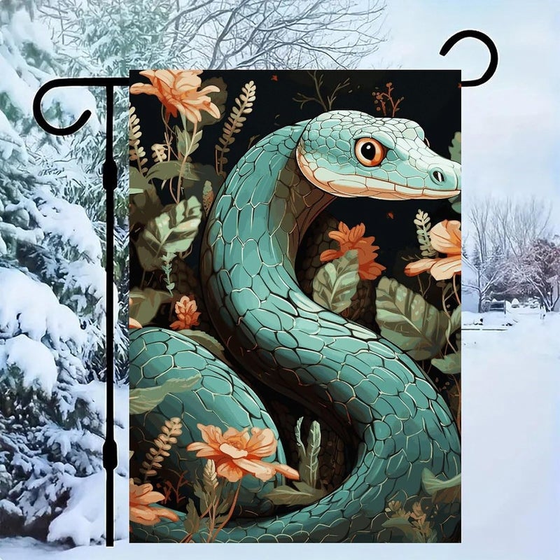 Snake And Flower Garden Flag Double Print Yard Flag 12×18 Inch Lawn Flag Outdoor Decor Flag House Garden Banner Holiday Yard Banner Home Entryway Flag For Outdoor Yard All Four Seasons - Image 1