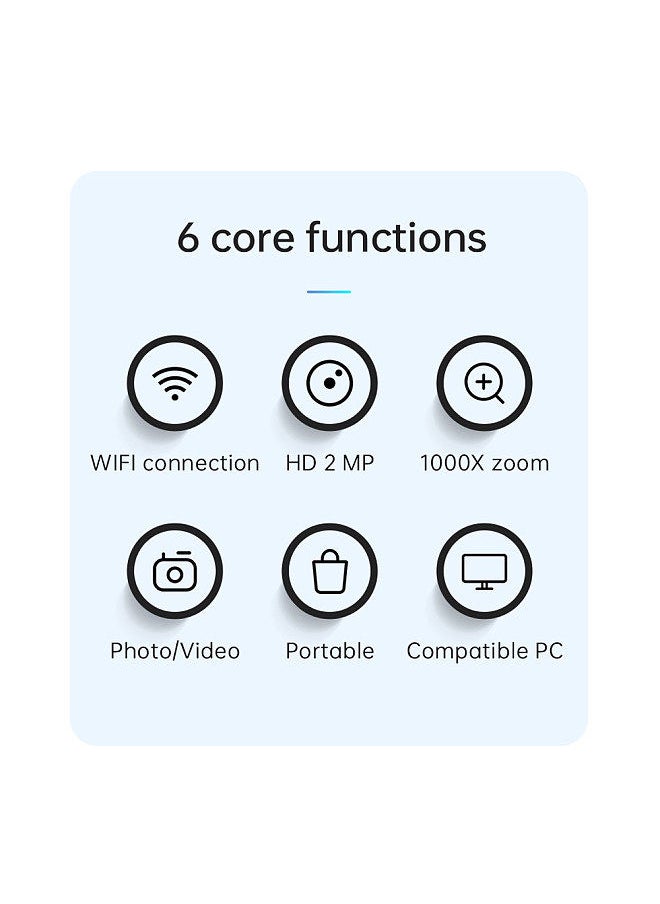 Generic - 1200X Microscope Handheld Wireless WiFi Microscope Rechargeable Endoscope Magnifier Optical Digital Camera 2M Pixels 50-1000X Magnification 8 Adjustable LED Lights - Image 1