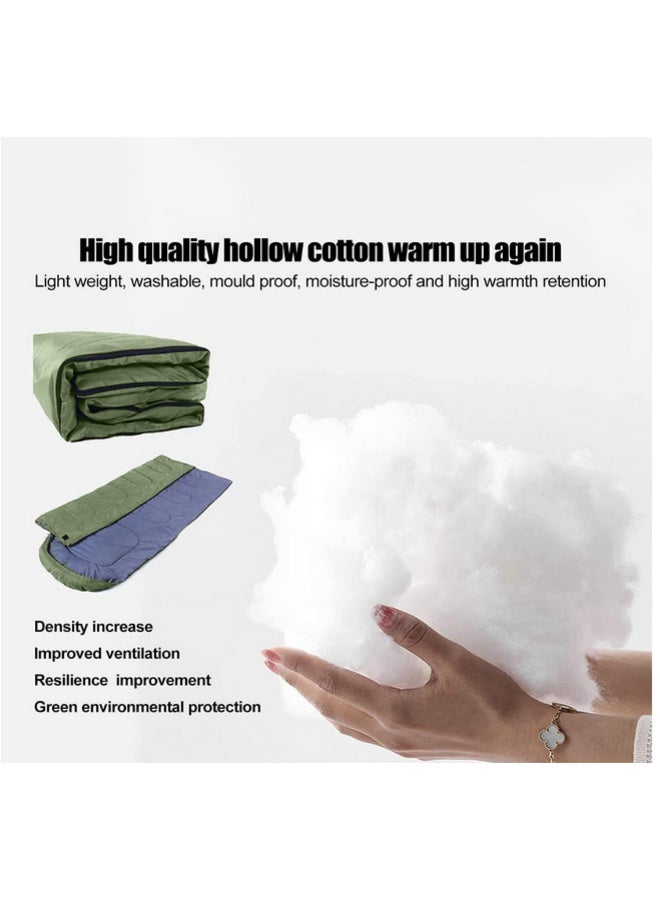 1 قطعة حقيبة نوم مزدوجة خفيفة للغاية ومقاومة للماء، دافئة لجميع الفصول، للتخييم والمشي لمسافات طويلة، محمولة وقابلة للطي، مريحة للاستخدام كلحاف للسفر في الهواء الطلق، باللون الأخضر - Image 3