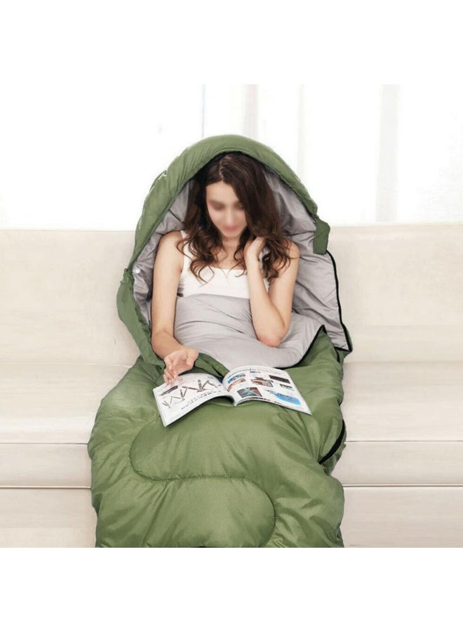 1 قطعة حقيبة نوم مزدوجة خفيفة للغاية ومقاومة للماء، دافئة لجميع الفصول، للتخييم والمشي لمسافات طويلة، محمولة وقابلة للطي، مريحة للاستخدام كلحاف للسفر في الهواء الطلق، باللون الأخضر - Image 5