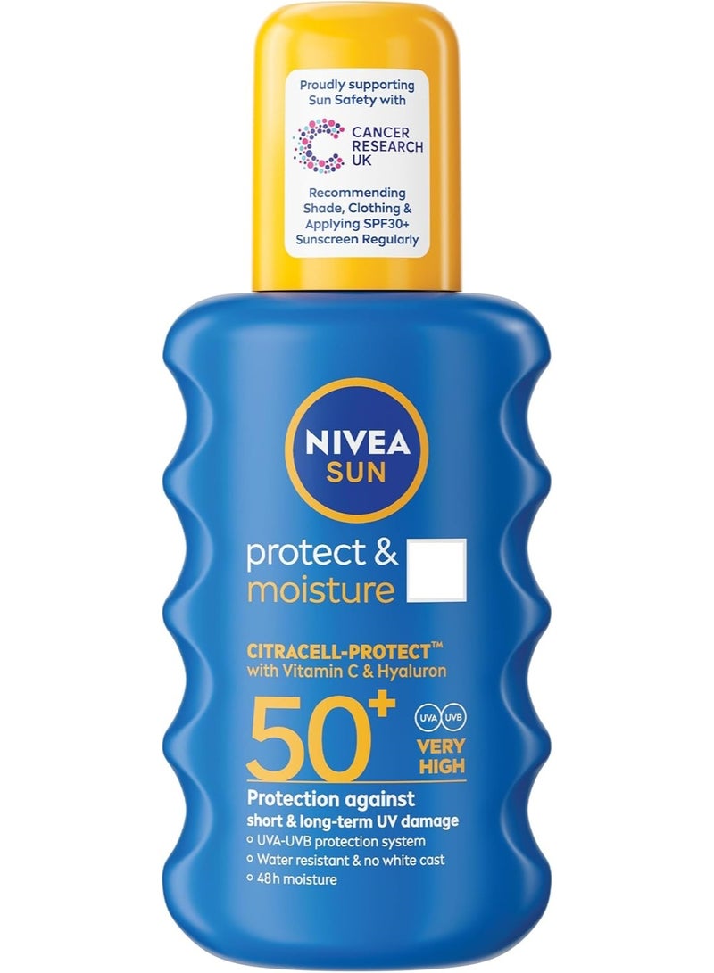 Nivea Sun Protect & Moisture Spf 50+ Sunscreen Spray With Vitamin C & Hyaluron 200 ML - Image 1