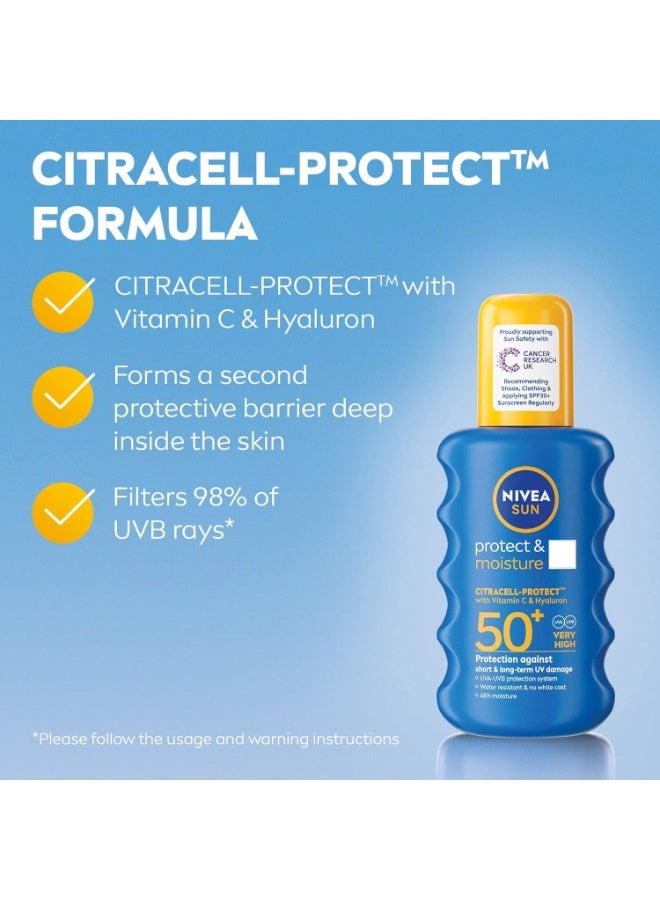 Nivea Sun Protect & Moisture Spf 50+ Sunscreen Spray With Vitamin C & Hyaluron 200 ML - Image 3