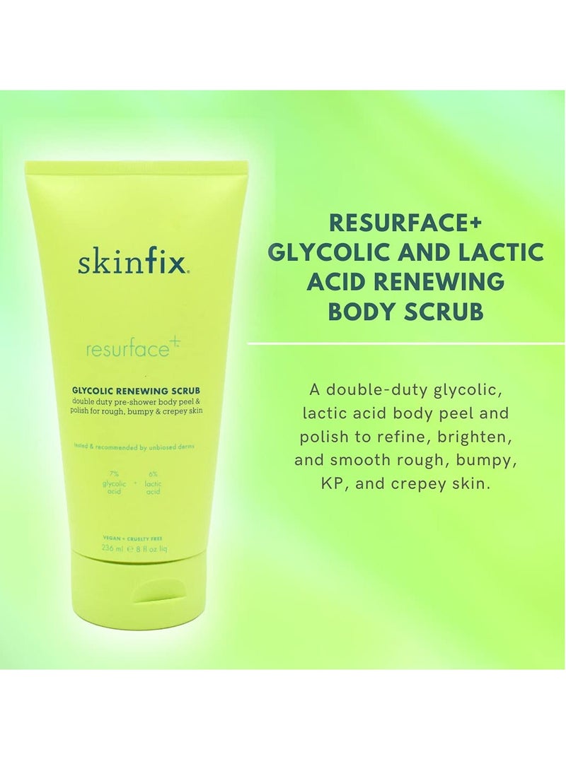 Skinfix Skinfix Resurface+ Glycolic Renewing Scrub: A Double-Duty AHA BHA Exfoliant Scrub & Body Peel to Visibly Polish, Refine, Brighten & Smooth Rough, Bumpy & Crepey Skin Caused KP-Prone Skin, 8 Fl Oz  - Image 2