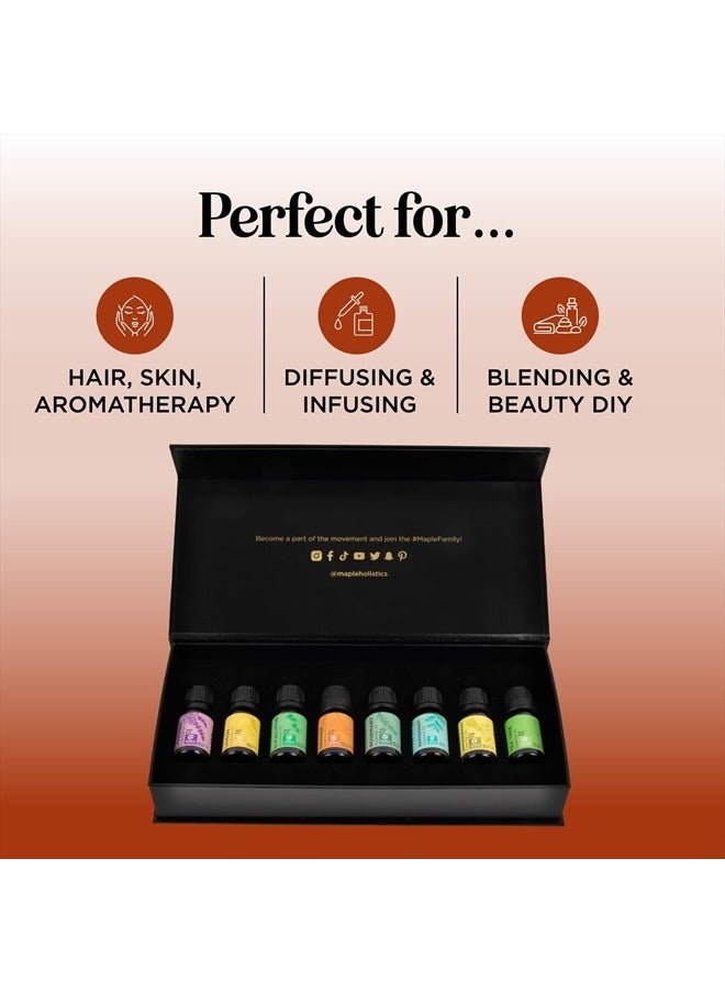 Maple Holistics - Pure Essential Oil Set for Diffuser - Aromatherapy Essential Oils for Diffusers for Home Travel and Self Care with High Grade Essential Oils for Hair Skin and Nails - Oil Diffuser Essential Oils Set - Image 1