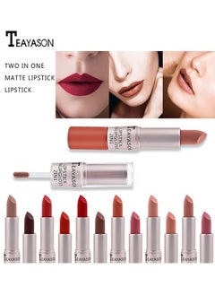 TEAYASON Lipstick Lipgloss 2 In 1 Matte Lip,Gloss Long Lasting Lipgloss Double Ended Liquid Lipstick Smooth Lipglaze Velvety Lip Makeup For Women And Girls(10#)  - Image 3