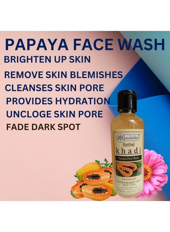 KHADI RISHIKESH Herbal Papaya Face Wash - 210ml for Glowing Skin, Tan Removal, Reduces Dark Spots Blemishes Non-Drying and Deep Cleansing Formula for Suitable for All Skin Types - SLS and Paraben Free - Image 3