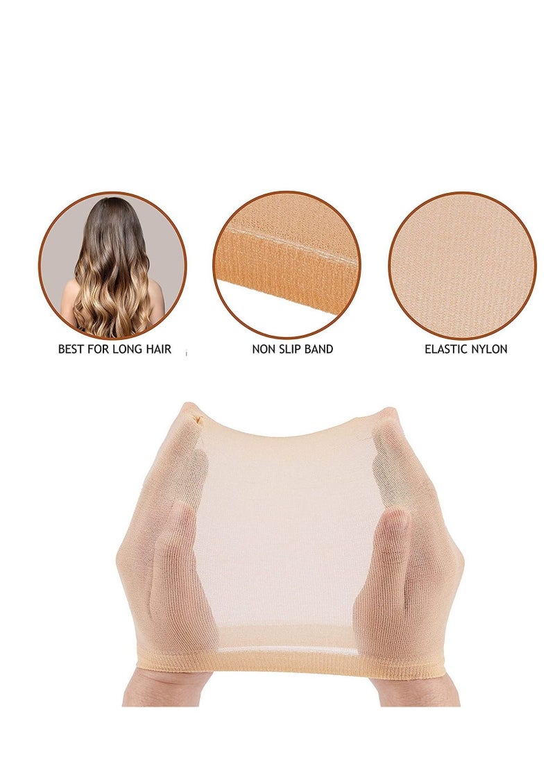 NIBEMINENT Wig Cap Neutral Beige Long Hair Stretch Nylon Net Lace Bald Breathable High-Quality Lightweight Can Also Be Used In Summer One Size Fits All Cool 12 Pcs - Image 2