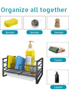RACK STORE Kitchen Sink Sponge Holder Sink Caddy Organizer With Removable Drain Tray Countertop Dish Soap Holder Black Colour  - Image 5