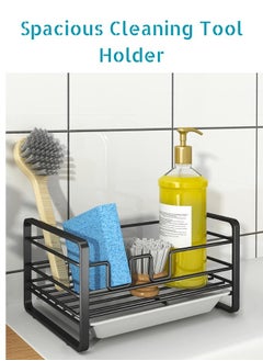 RACK STORE Kitchen Sink Sponge Holder Sink Caddy Organizer With Removable Drain Tray Countertop Dish Soap Holder Black Colour  - Image 4
