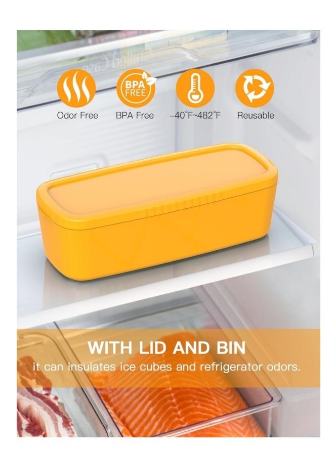 MIXDE Ice Cube Tray for Tumbler Cup,3 Pcs Silicone Cylinder Ice Mold with Lid and Bin for Freezer,for Chilling Drink,Juice,Whiskey,Cocktail,Coffee,Easy Fill and Release Ice Maker,Summer Gifts (Yellow) - Image 3