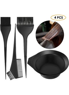 ECVV ECVV 4Pcs Salon Hair Coloring Dyeing Kit Color Dye Brush Comb Mixing Bowl Tint Tool, BLACK  - Image 2
