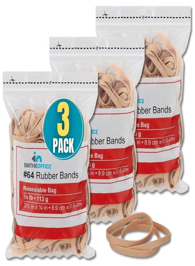 1InTheOffice Rubber Bands Size 64, Elastic Rubber Bands 1/4 lb., 3Pack - Image 1