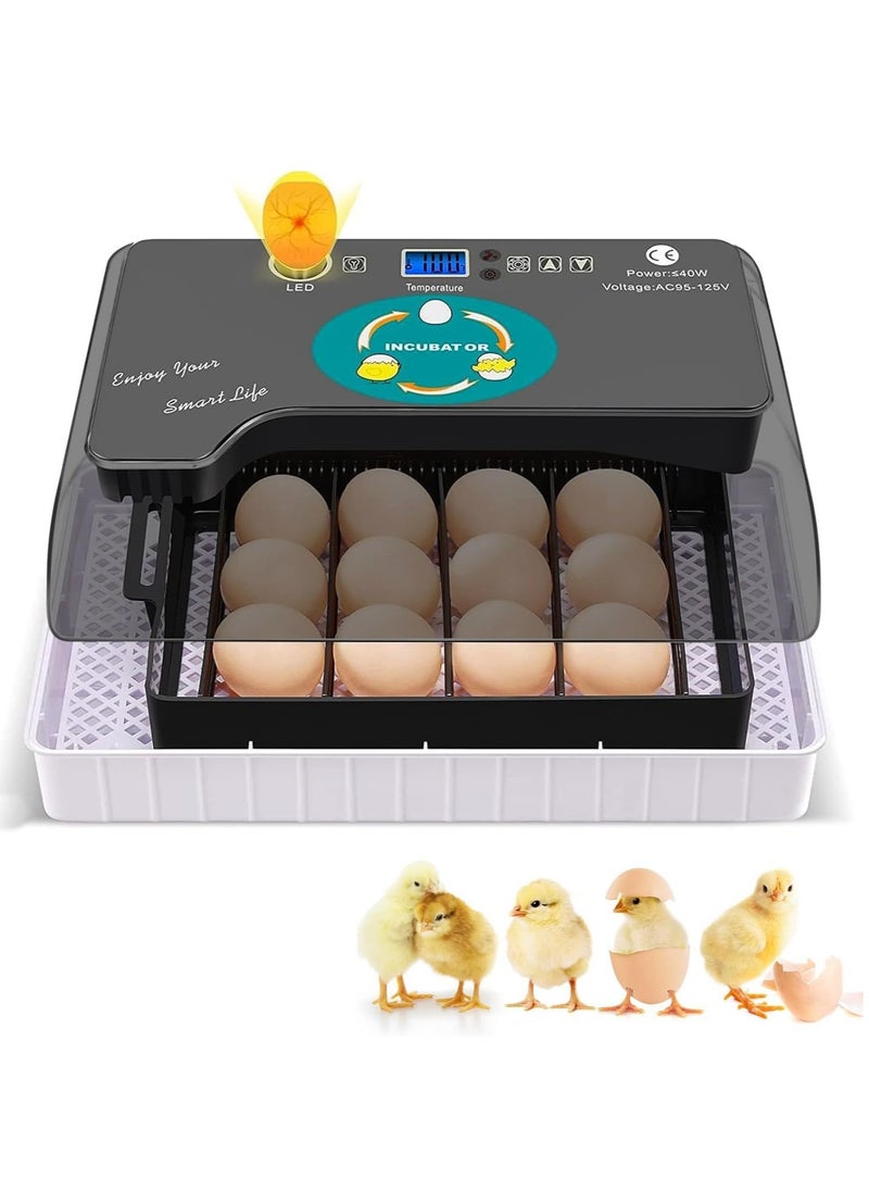 Egg Incubator 9-35 Digital Eggs Incubators for Hatching Eggs with Fully Automatic Turner, Humidity Control LED Candler, Mini Egg Incubator Breeder for Chicken, Ducks, Birds