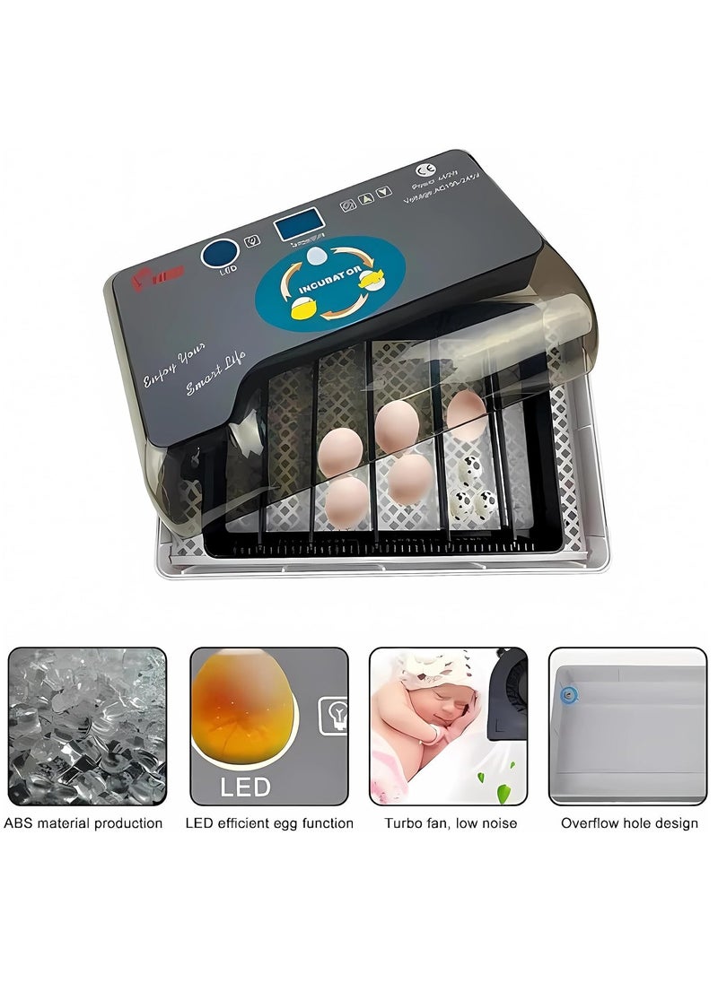 Egg Incubator 9-35 Digital Eggs Incubators for Hatching Eggs with Fully Automatic Turner, Humidity Control LED Candler, Mini Egg Incubator Breeder for Chicken, Ducks, Birds