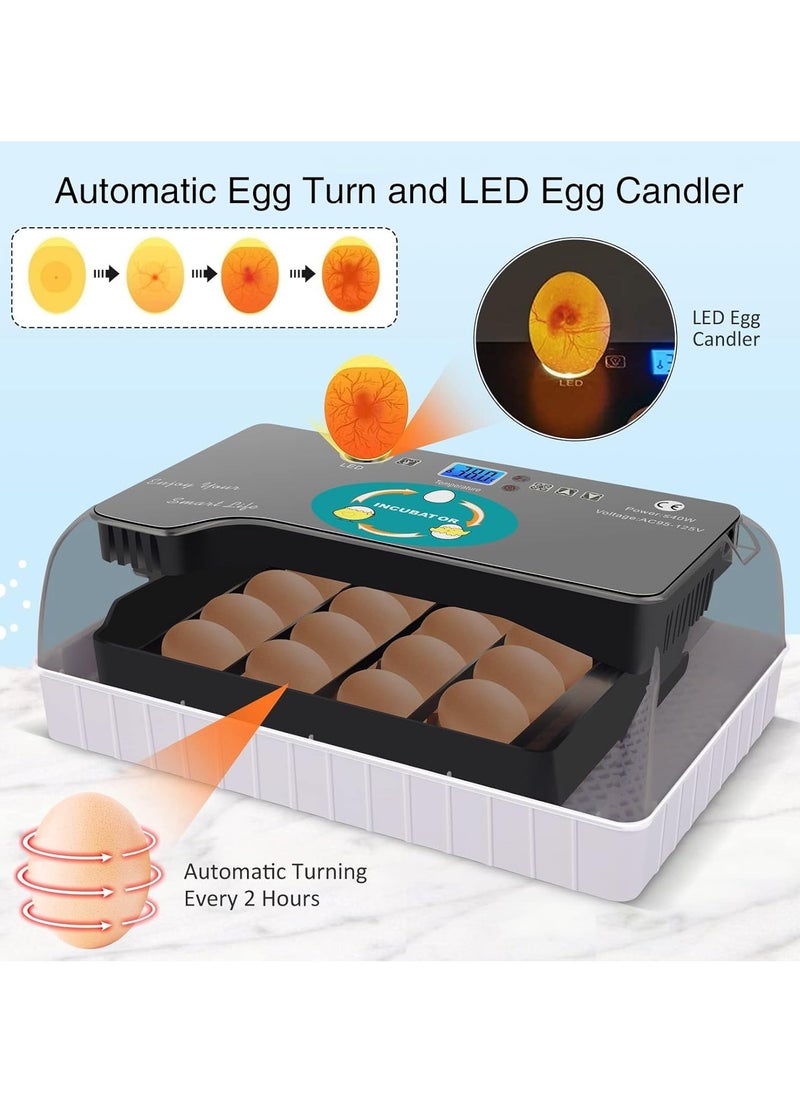 Egg Incubator 9-35 Digital Eggs Incubators for Hatching Eggs with Fully Automatic Turner, Humidity Control LED Candler, Mini Egg Incubator Breeder for Chicken, Ducks, Birds