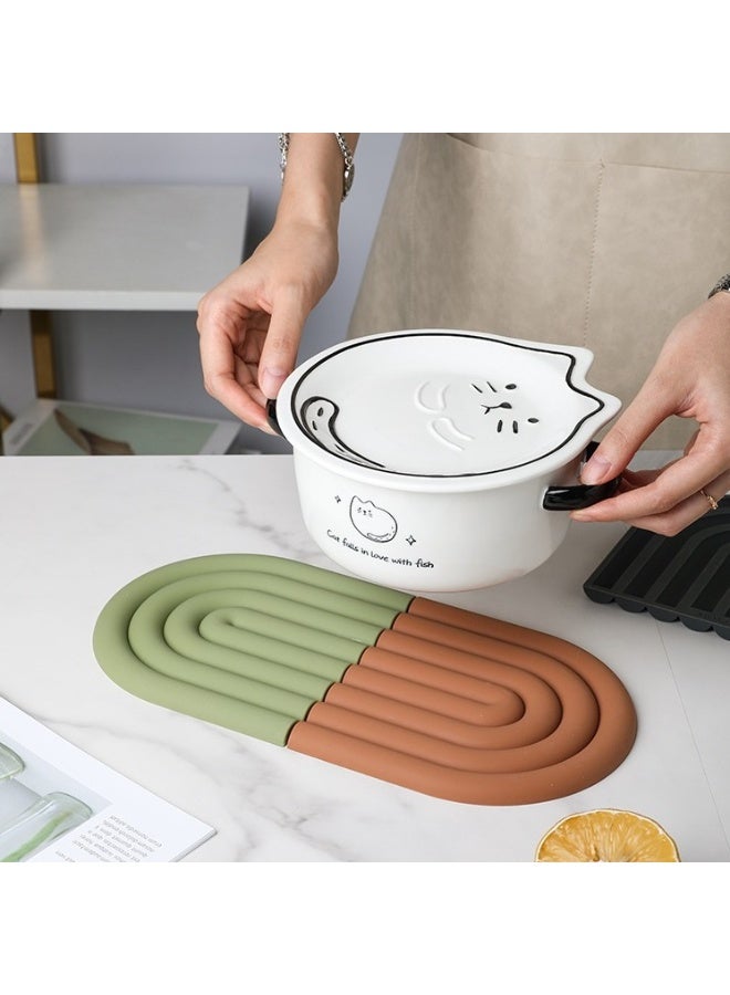 هومستر 4 قطع حصائر سيليكون عازلة للحرارة - ألوان موراندي، مساند أكواب وطنجرة مقاومة للانزلاق لحماية الطاولات - Image 3