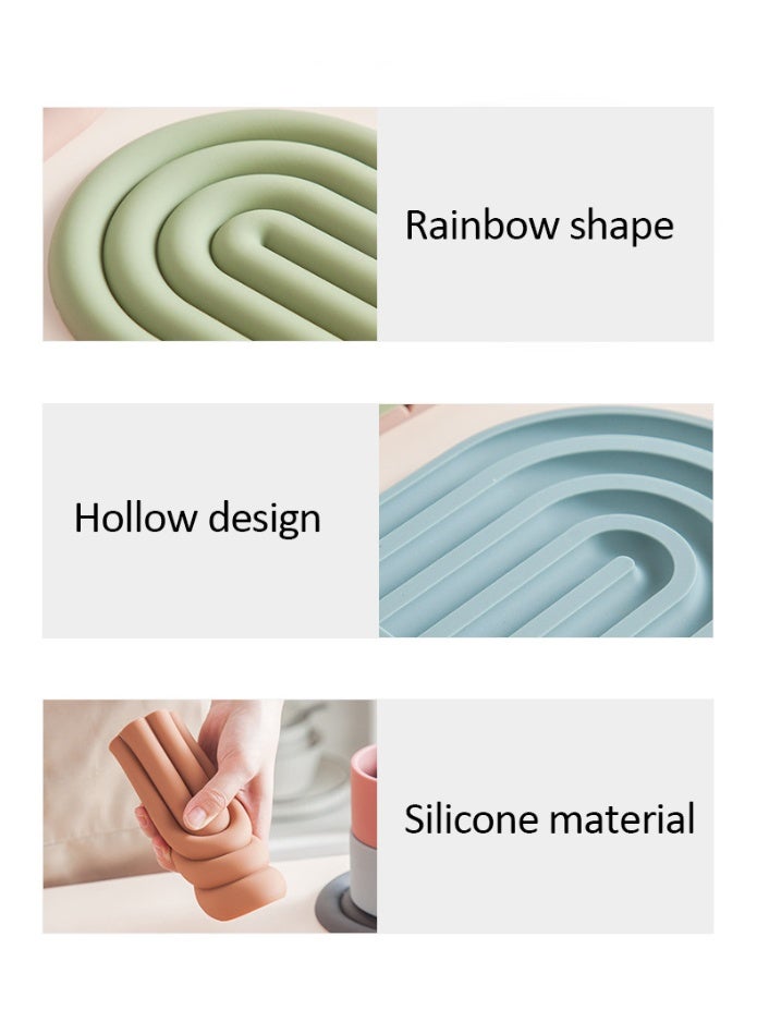 هومستر 4 قطع حصائر سيليكون عازلة للحرارة - ألوان موراندي، مساند أكواب وطنجرة مقاومة للانزلاق لحماية الطاولات - Image 5