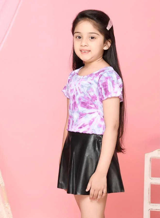 LILPICKS Tie Dye All Over Printed Short Sleeve Top