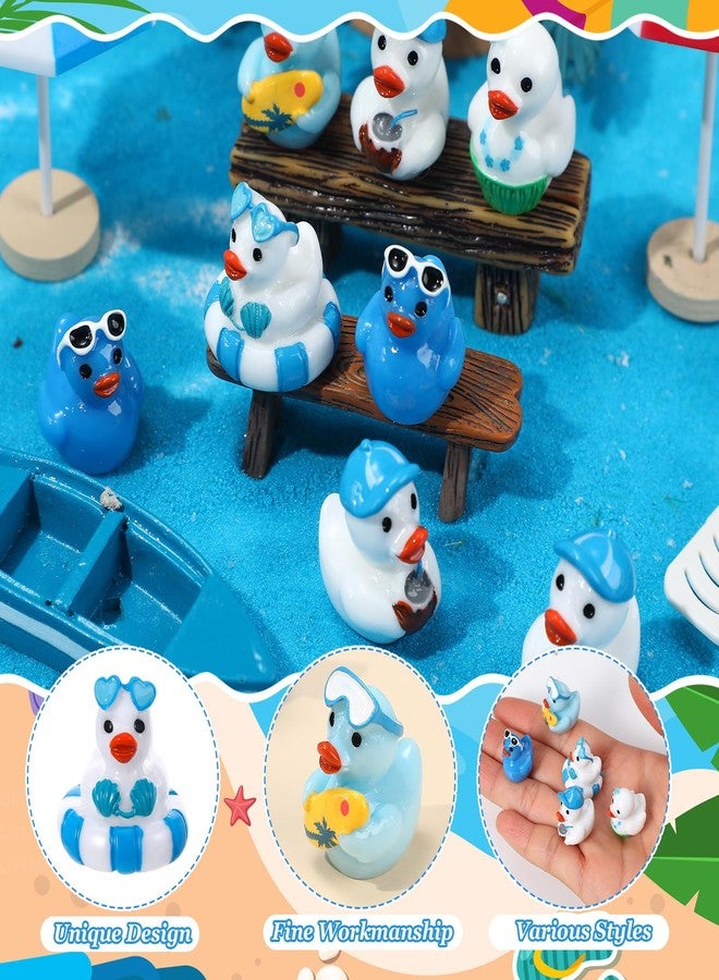 GGSTDDUP 50Pcs Summer Beach Mini Resin Ducks Hawaii Mini Duck Figurines Swimming Pool Miniature Resin Figurines for Beach Pool Landscape Pots Dollhouse DIY Crafts - Image 3