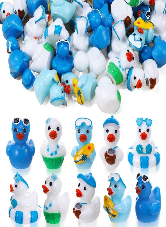 GGSTDDUP 50Pcs Summer Beach Mini Resin Ducks Hawaii Mini Duck Figurines Swimming Pool Miniature Resin Figurines for Beach Pool Landscape Pots Dollhouse DIY Crafts - Image 1