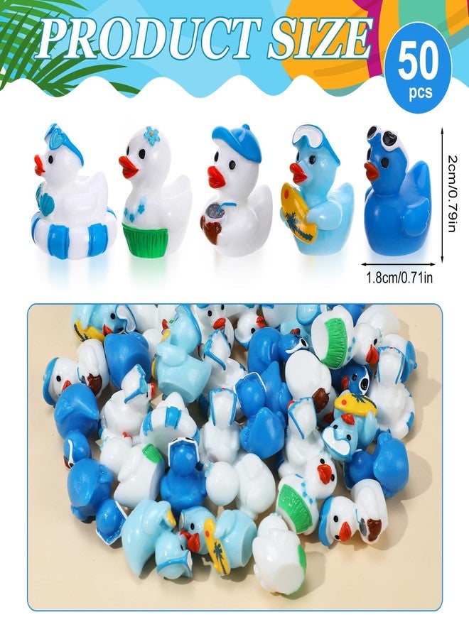 GGSTDDUP 50Pcs Summer Beach Mini Resin Ducks Hawaii Mini Duck Figurines Swimming Pool Miniature Resin Figurines for Beach Pool Landscape Pots Dollhouse DIY Crafts - Image 2
