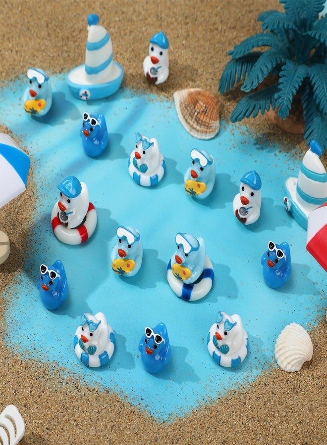 GGSTDDUP 50Pcs Summer Beach Mini Resin Ducks Hawaii Mini Duck Figurines Swimming Pool Miniature Resin Figurines for Beach Pool Landscape Pots Dollhouse DIY Crafts - Image 4