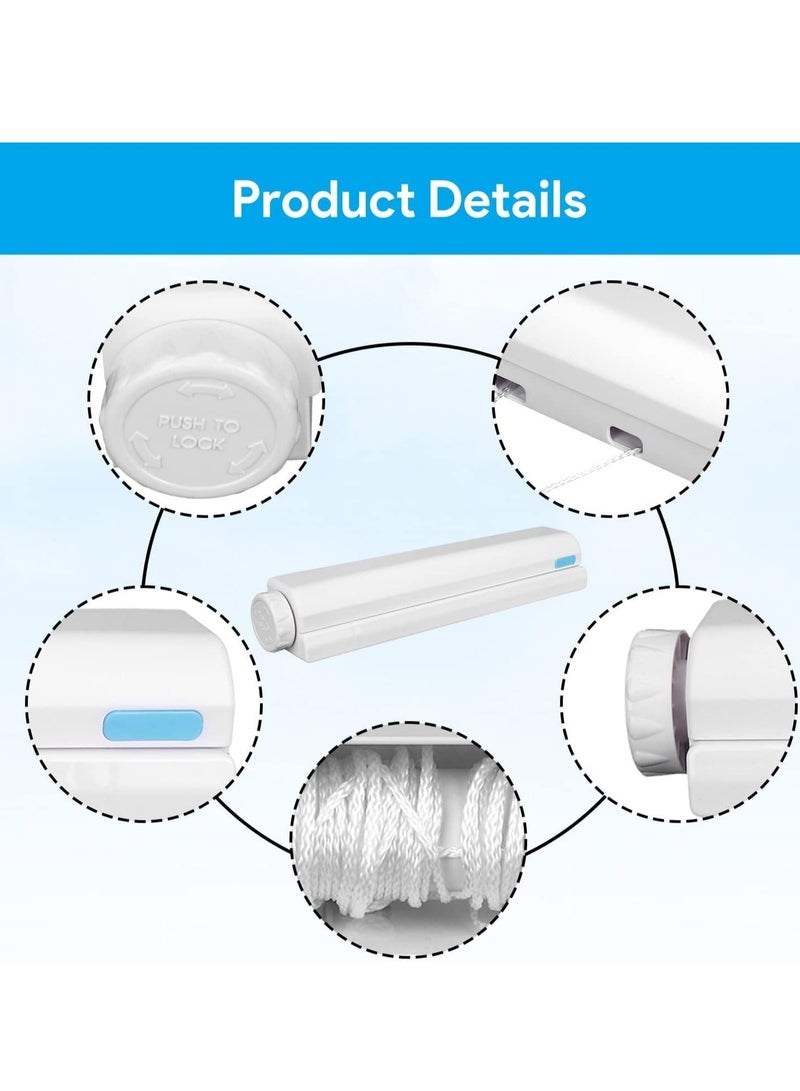 Y&D Telescopic Clothesline, Retractable Clothesline Indoor Outdoor Wall Mounted Clothes Dryer Line, Hanging White (5Ropes)  - Image 3