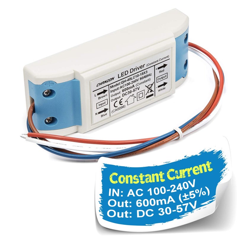 Chanzon LED Driver 600mA Constant Current Output 30V57V In 100240V ACDC 1018x3W 20W 30W 36W 45W 54W Power Supply 600 mA Lighting Transformer Drivers for High Power COB Chips Plastic Case
