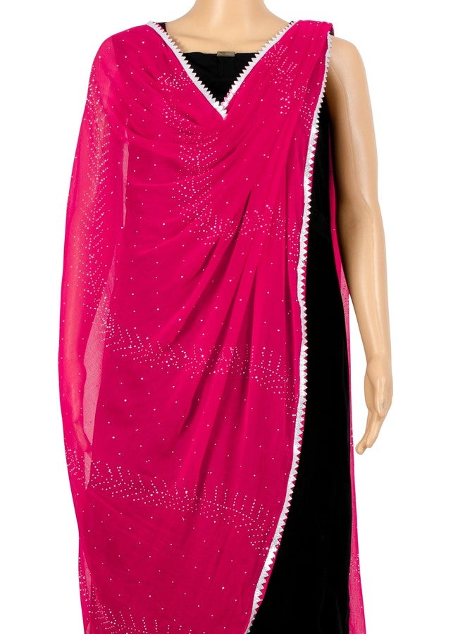 Chandrakala Swarovski Dupatta for Women, Shawl Scarf Wrap Chunni (D289-P), Pink, One size - Image 2