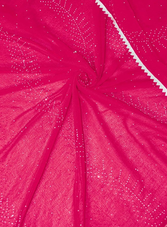 Chandrakala Swarovski Dupatta for Women, Shawl Scarf Wrap Chunni (D289-P), Pink, One size - Image 4