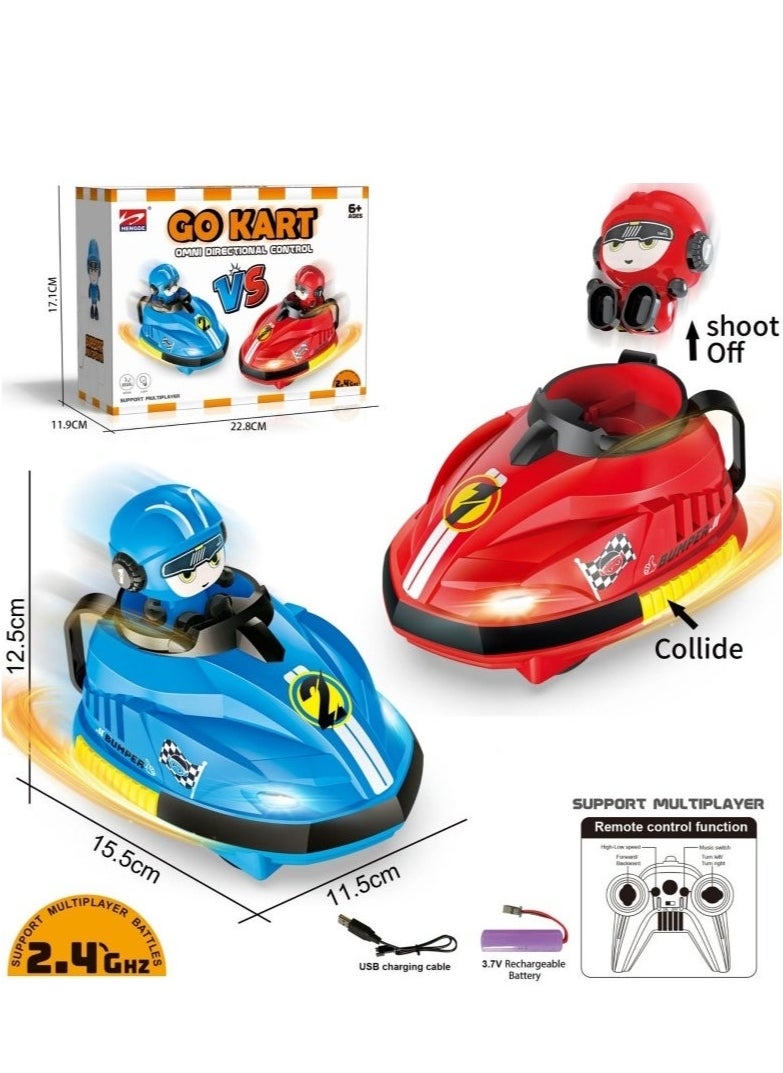 Two person remote control battle collision car parent-child interaction go kart drift catapult children's toy, dynamic music, and cool lighting. Come and have a happy game with your child