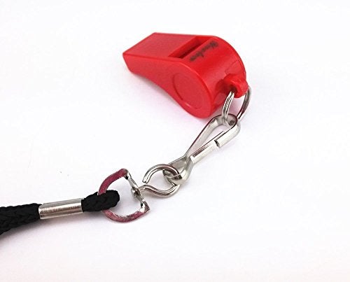 yueton Plastic Coach Whistles with Lanyard, Pack of 6 (Red) - Image 4
