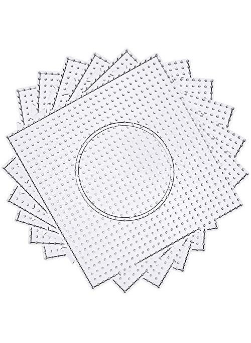 H&W HW 6PCS 5mm Fuse Beads Boards Large Clear Pegboards Kits with Gift 4 Lroning Paper WA3Z6 