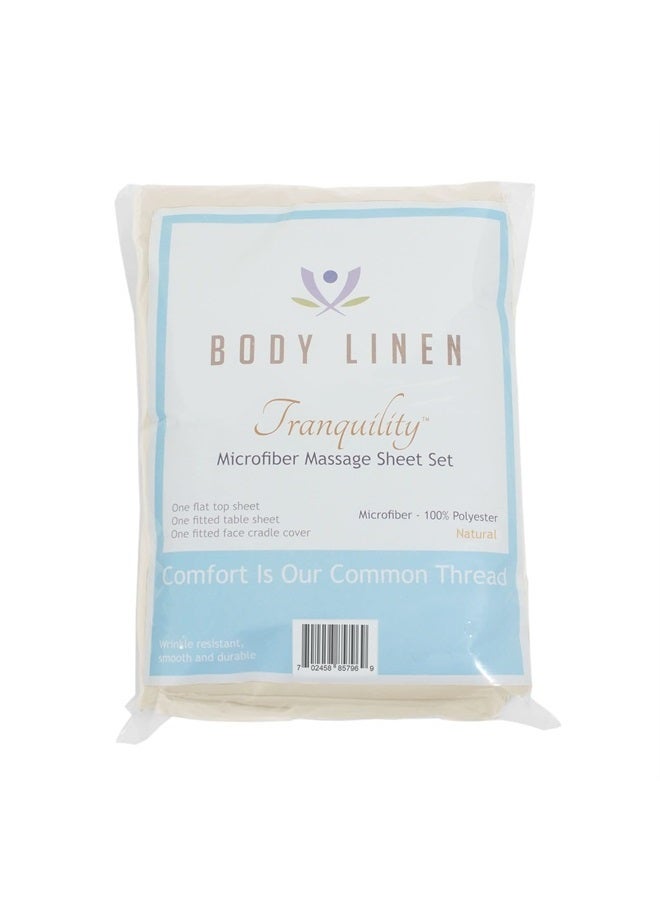 Body Linen Tranquility Microfiber Massage Sheet Sets by Body Linen - Lightweight, Long-Lasting Microfiber Massage Table Sheet Set - Stain-Resistant, Soft and No Pilling - 1 Pack, Natural - Image 2