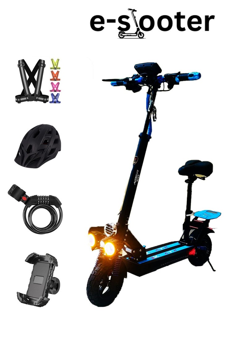 Aster E10 Pro 2 Electric Scooter | Powerful Motor, 48V 13Ah Battery for Long Rides | 10" Tires for Smooth Performance | Bluetooth Connectivity & App Control | Foldable & Lightweight for Easy Storage | Stunning Underbody RGB Lights for a Stylish Ride | Free Gifts Included - Image 1