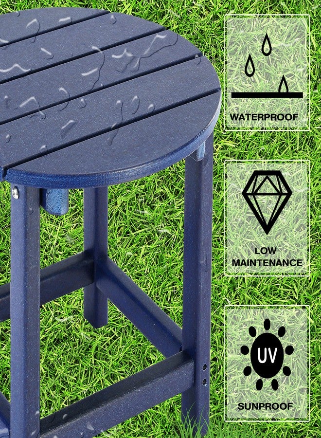 LZRS Round Adirondack Patio Side Table End Table, Outdoor Side Tables for Patio, Backyard,Pool, Indoor Companion, Easy Maintenance & Weather Resistant(Navy Blue) - Image 3