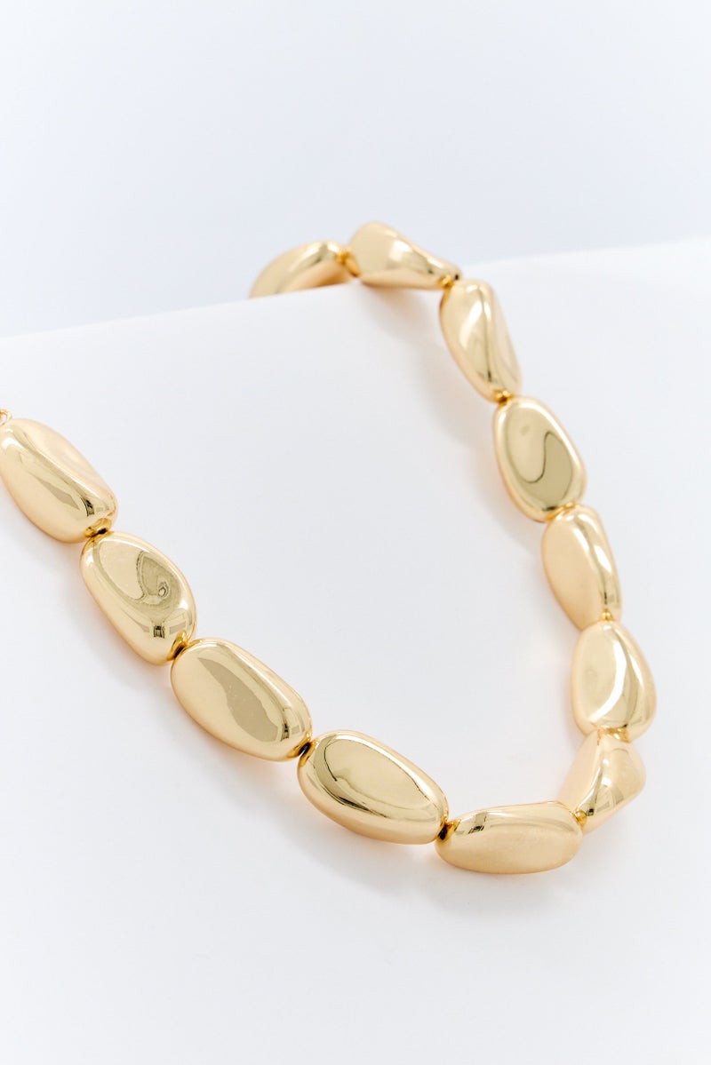 Eden by Adina Eden Women Solid Puffy Pebble Necklace, Gold - Image 1