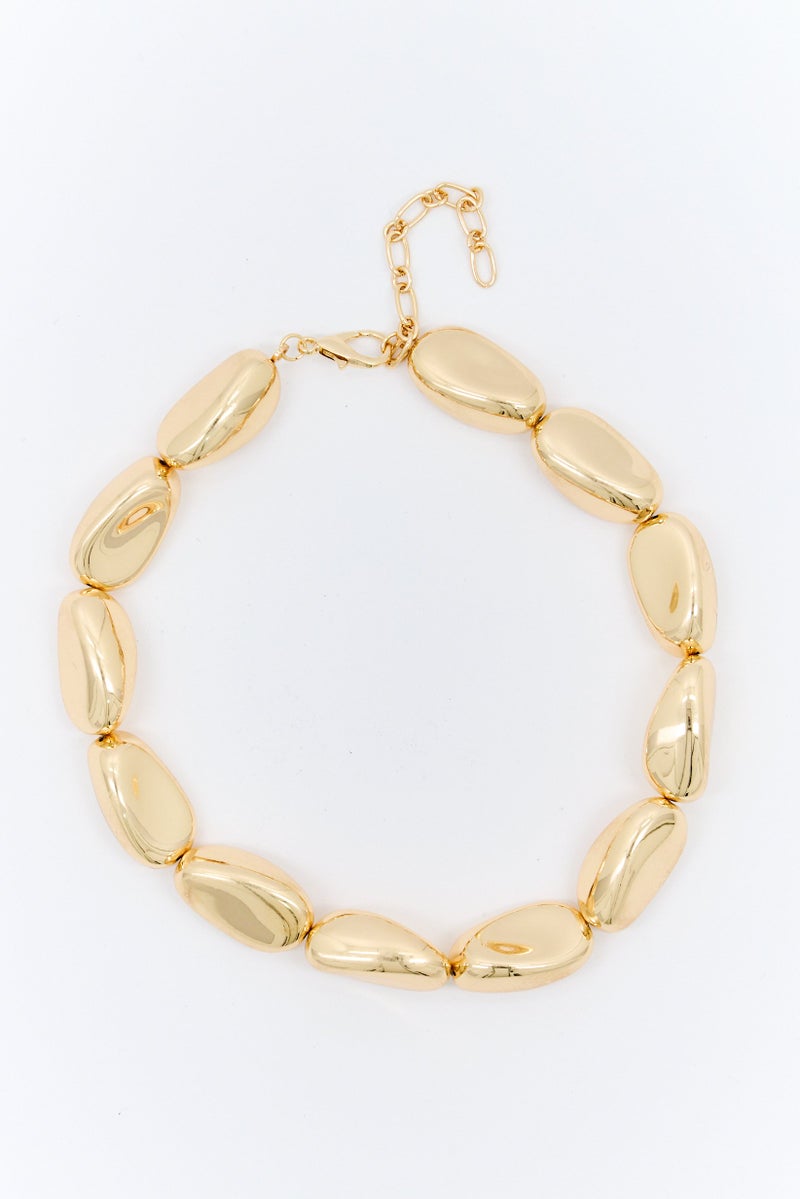 Eden by Adina Eden Women Solid Puffy Pebble Necklace, Gold - Image 3