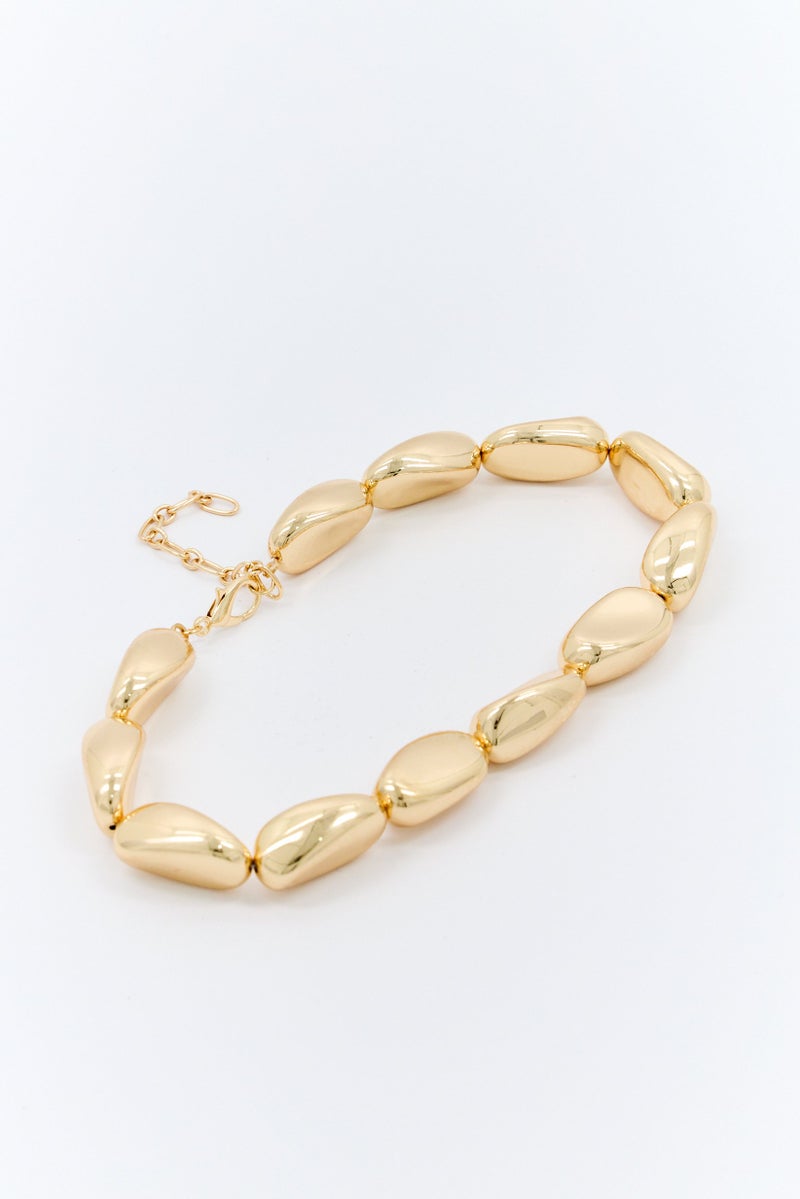 Eden by Adina Eden Women Solid Puffy Pebble Necklace, Gold - Image 2