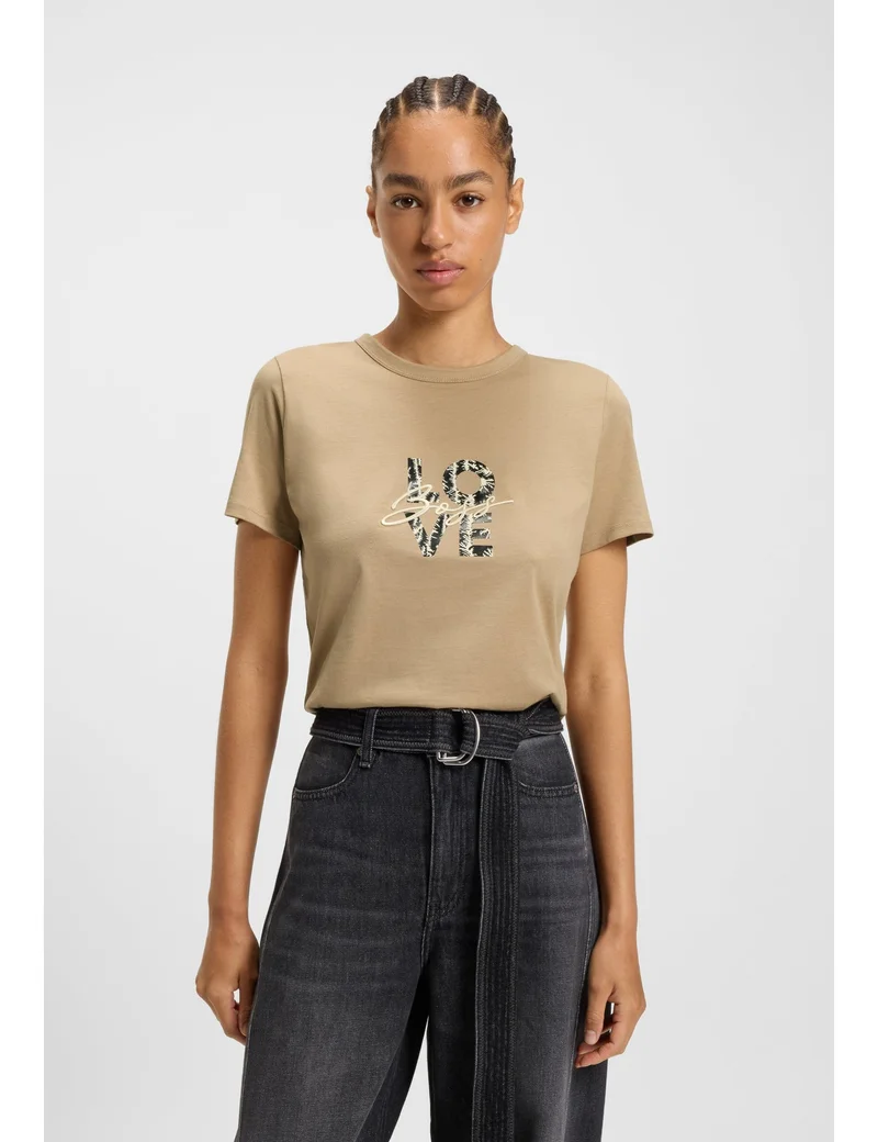 Slim-fit T-shirt in cotton jersey with logo artwork