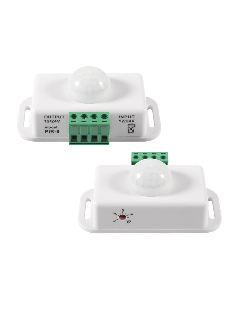 DC 12V 24V PIR Sensor LED Motion Sensor Switch, 2 Pcs Body Infrared Sensing Detector, for Timer Function Automatic Sign Control PIR Controller LED Light Strips (White) - Image 5
