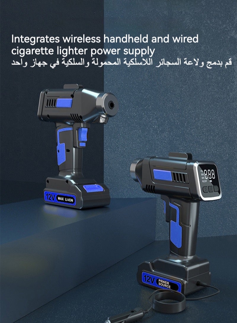 Huake Handheld Air Pump, Portable Car Tyre Auto Inflatable Pump, 160PSI Digital Pressure Detection, LED Lights Lighting Air Pump for Inflating Cars, Motorbikes, Bikes - Image 5