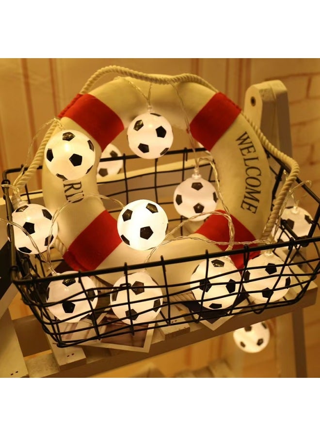 إعداد أجواء ديكور مشهد كأس العالم 2026 - لون الإضاءة: ضوء أبيض لكرة القدم، الطاقة: 10 بطاريات 8 أمتار [مضاءة باستمرار + وامضة] - Image 2