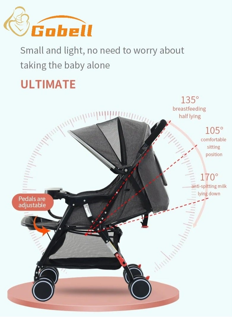 Gobell One-Click Foldable Baby Stroller Single Stroller Easy Carry No Bend Over - Image 2
