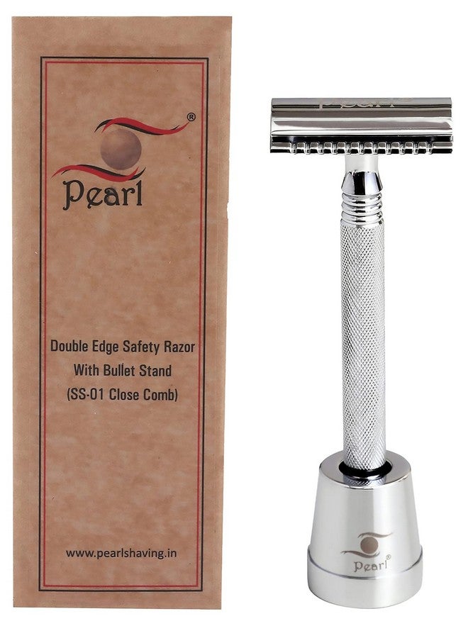 Pearl Shaving Double Edge Close Comb Safety Razor (SS-01) with Razor Stand - Best Shaving Razor for Men | Classic & Traditional shaving Kit for Men | Premium Blade Razors for Diwali Gift Option - Image 1